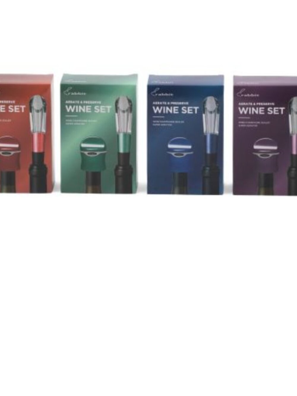 NWT Rabbit Aerate & Preserve Champagne Sealer 4 Pc Set / Wine Set